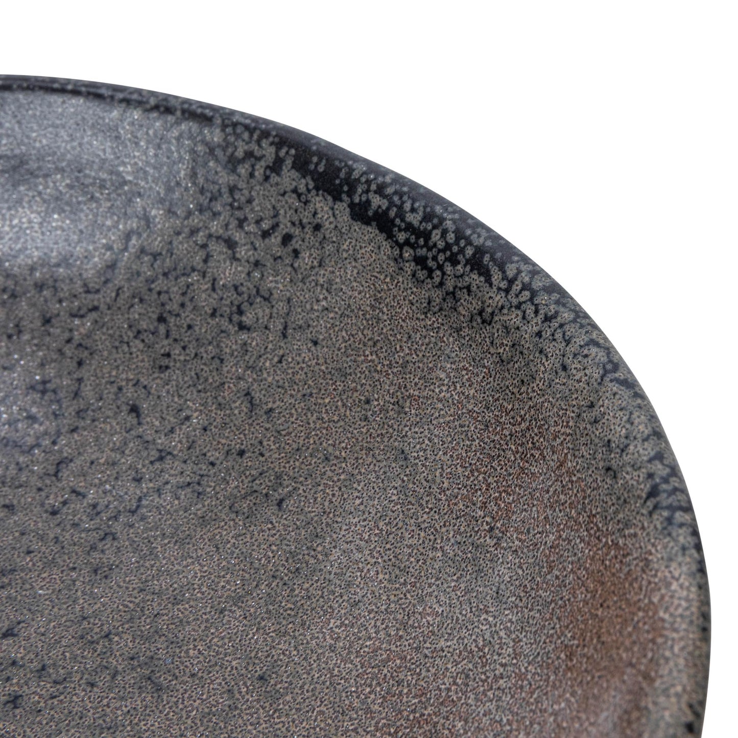 Creative Co-Op Stoneware Bowl with Handle and Base, Black Reactive Glaze