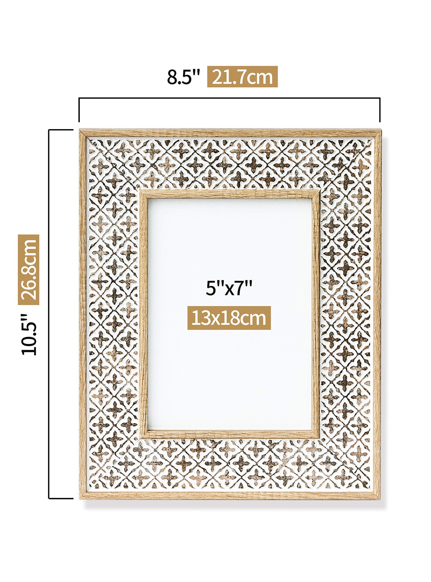 Afuly 5x7 Picture Frame Boho Picture Frames 3D Cross Pattern Distressed Moroccan Photo Frame Wall Desk Bohemia Home Office Decor Wedding Birthday Gifts for Mom Woman Grandma