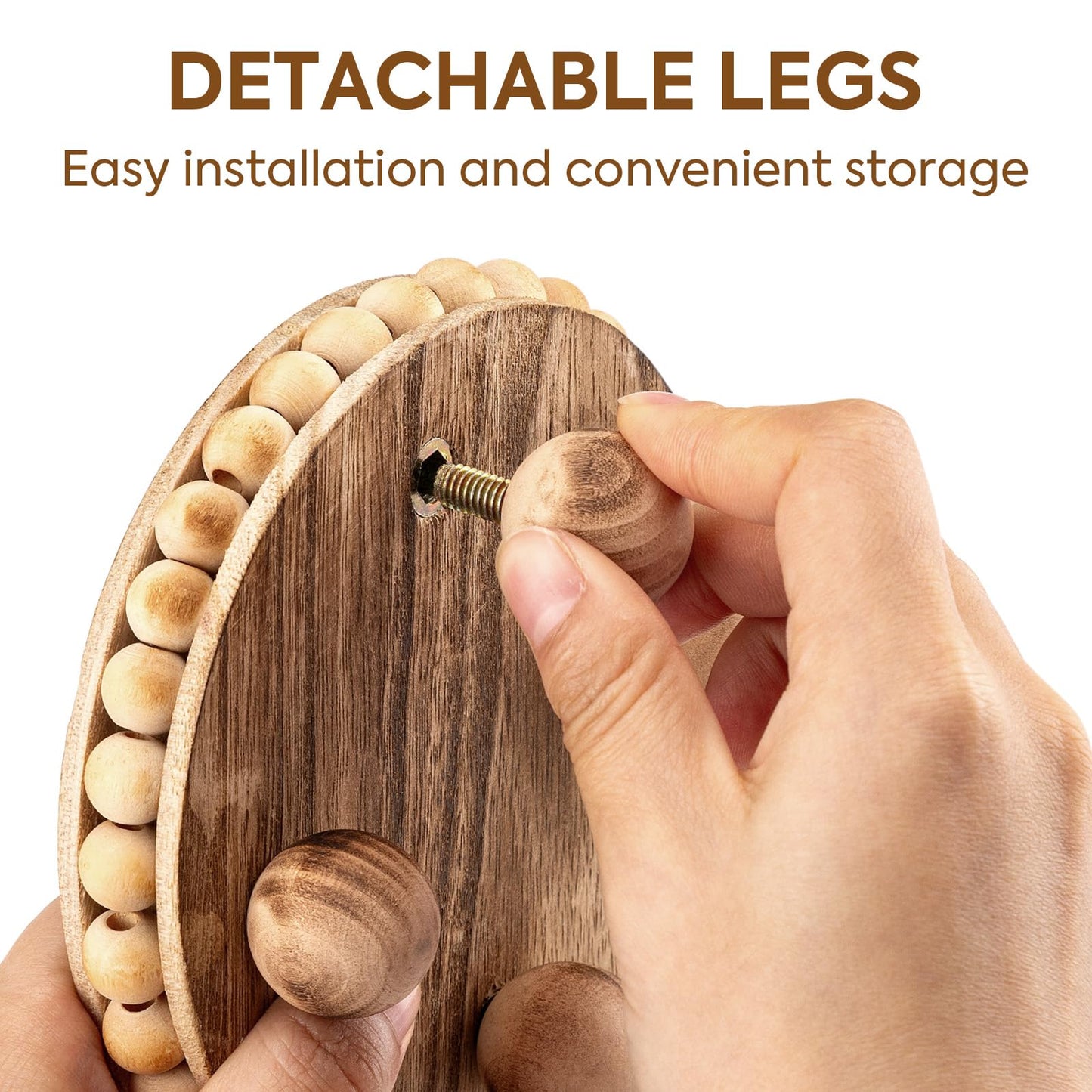 HouseJoy 2Pcs Wood Risers for Display Decorative,Round Beaded Riser Distressed for Decor ,Wooden Farmhouse Coasters Mini Cake Stand Plant Stand,Rustic Pedestal Stand Decor Display Risers for Tiered