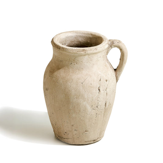 LB2 Rustic Ceramic Vase, 8.3 Inch Tall Zen Style vase, Terra Cotta Pitcher, Distressed Farmhouse Decor, Pottery Decorative Flower Vase for Home Decor