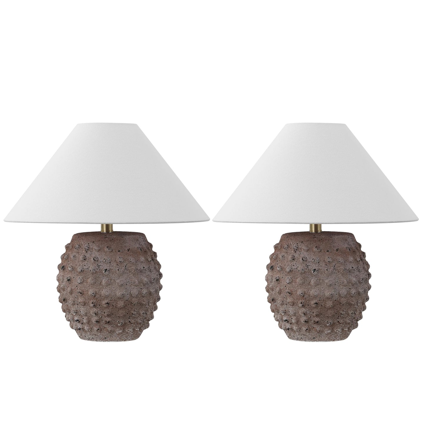 JONATHAN Y JYL5601C-SET2 Effie 18.25" Minimalist Scandinavian Ceramic/Iron Hobnail LED Table Lamp for Bedroom, Living Room, Office, College, Nightstands and Coffee Table, Matte Taupe (Set of 2)