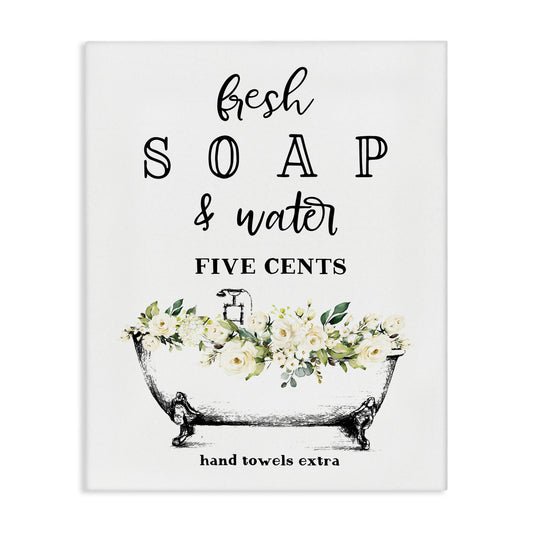 Stupell Industries Fresh Soap And Water Bath Tub Bathroom Design Canvas Wall Art, 24x30, Multi-Color