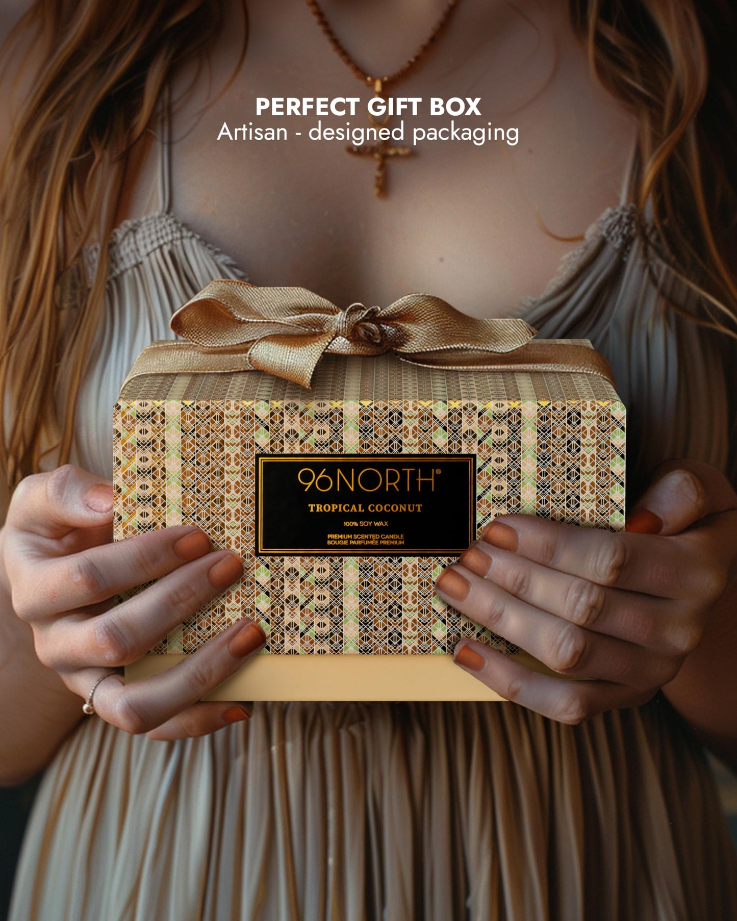 96NORTH Luxury Coconut Soy Candle | Large 3 Wick Jar Candle | Up to 50 Hours Burning Time | Tropical Beach Scented Candles for Home | 100% Natural Soy Wax | Housewarming Gift for Women and Men