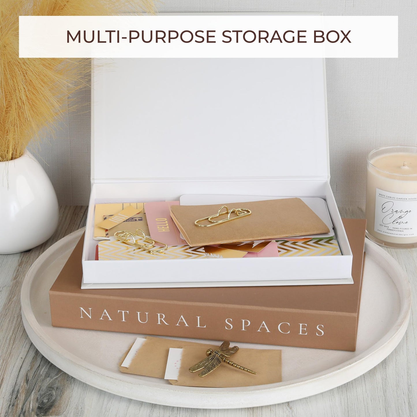 Beautiful Decorative Books - Set of 2 Boxes Enhance Your Coffee Table, Bookshelf or Mantle Decor - Aesthetic Fake/Faux Books for Modern Home Decoration, Photo Storage and as a Keepsake Box