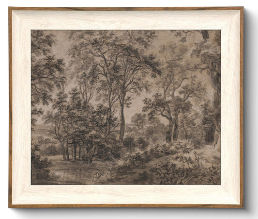 Framed Canvas Wall Art for Living Room Decor, Vintage Neutral Brown Woodland Landscape Painting Farmhouse Canvas Prints Artwork, Antique Wall Pictures Decor for Bedroom Gallery Office, Bathroom Wall Decor - 10x12Inch