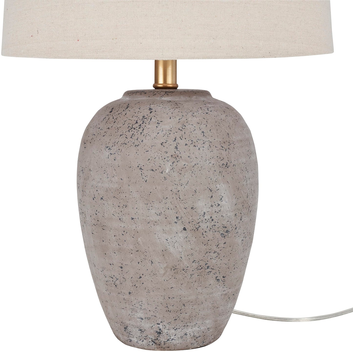 Nourison Home 23" Greyish Brown Earth Tone Rustic Farmhouse Ceramic Table Lamp for Bedroom, Living Room, Dining, Office, with Beige Linen Shade