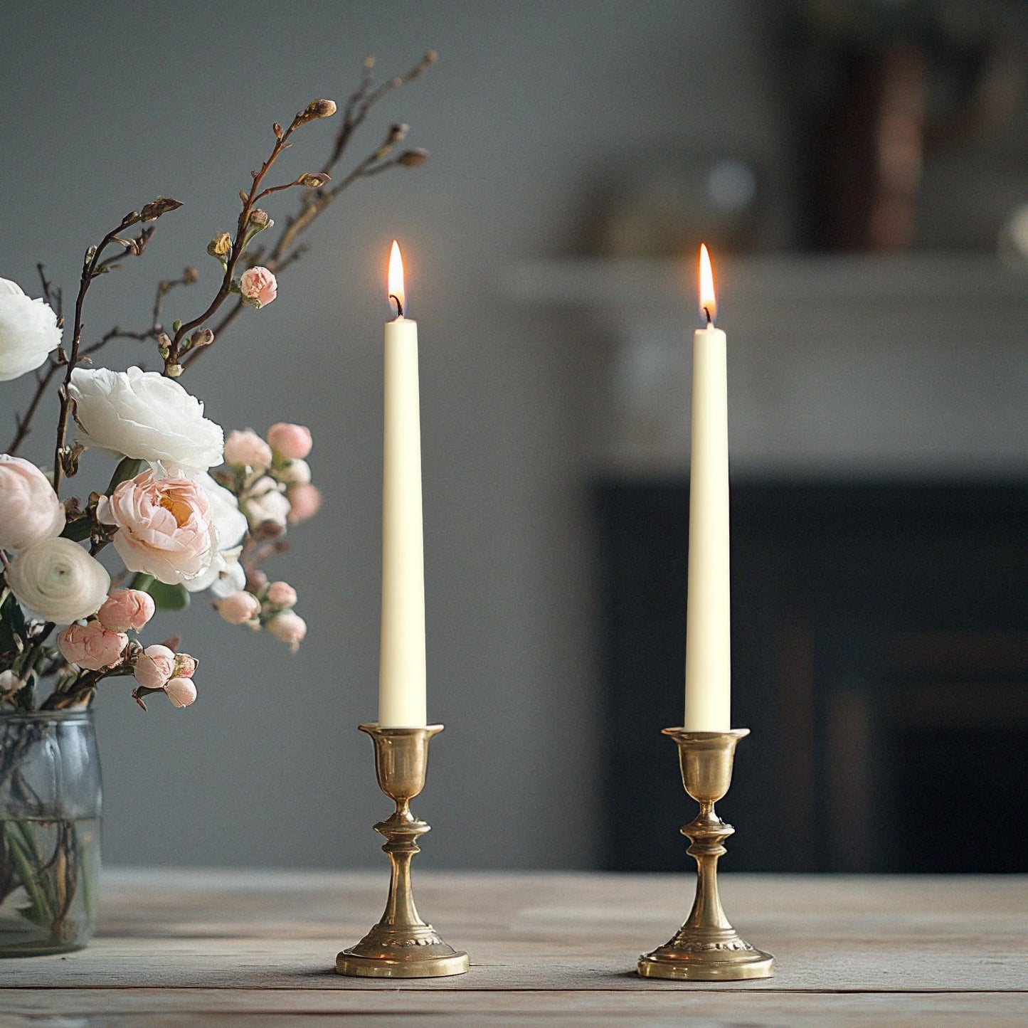 Homeology 6 Pack 10" Classic Taper Candles, Ivory, 7-8 Hours Burn Time, Unscented Candlesticks