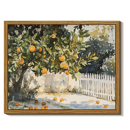 InSimSea Framed Canvas Wall Art Vintage Decor, Orange Trees Art Kitchen Decor Aesthetic, Classic Rustic Farmhouse Wall Decoration for Bedroom Living Room Bathroom Gallery, 8"x10"