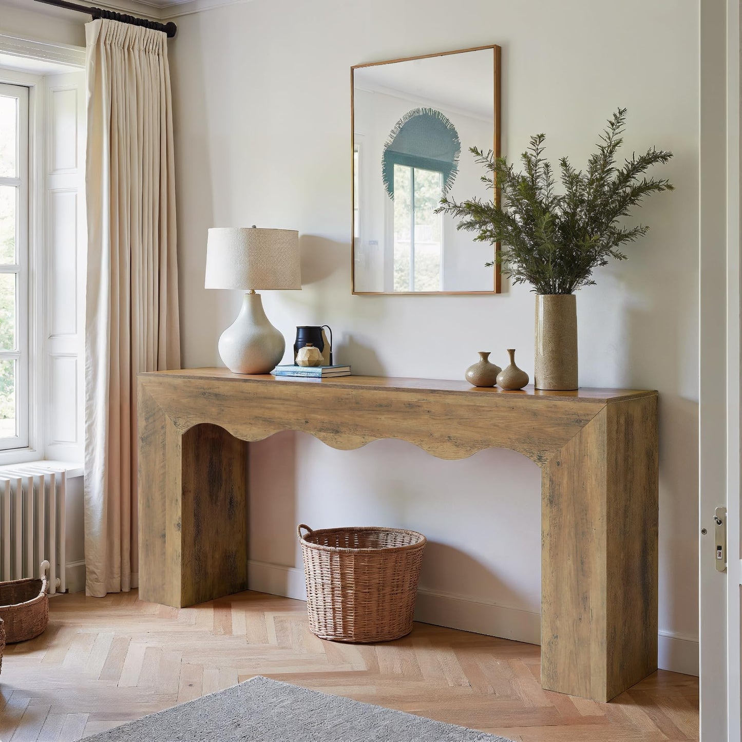 Tribesigns 63" Farmhouse Console Table, Wooden Couch Table Behind Sofa with Storage, Long Entryway Sofa Station, Narrow Console Stand with Base, Hallway Stand for Entryway, Living Room, Rustic Brown