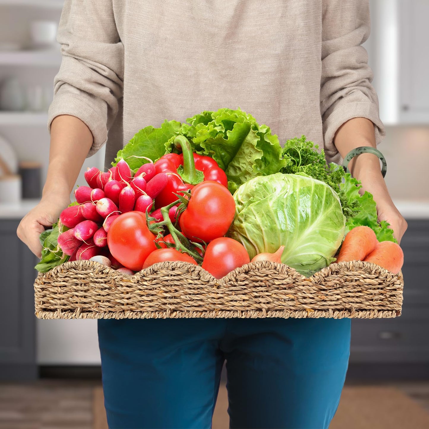 Scalloped Seagrass Serving Tray