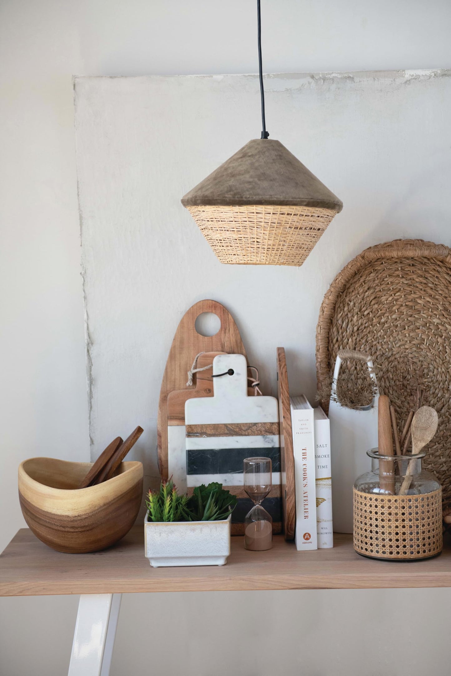 Bloomingville 8"H Glass Vase with Decorative Cane Sleeve