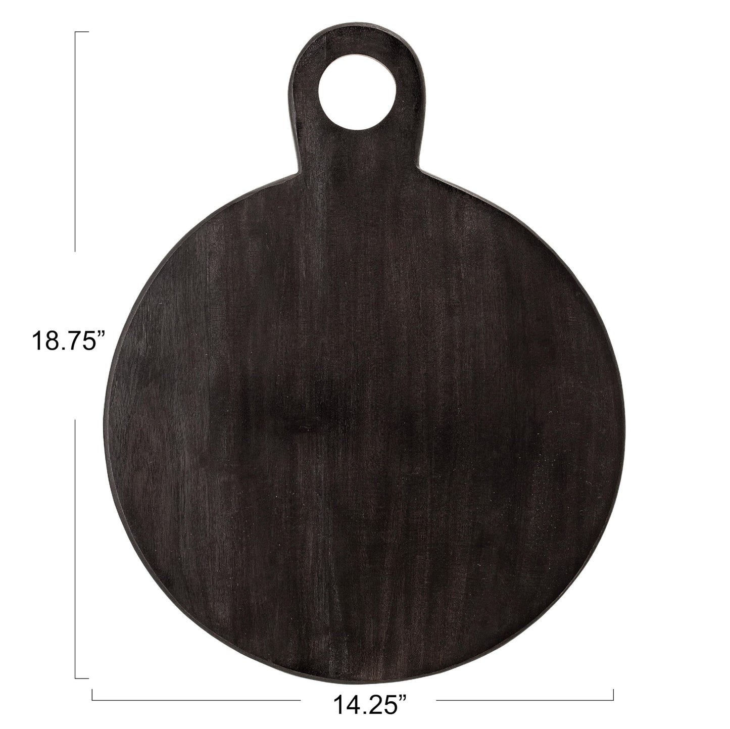 Bloomingville Round Acacia Wood Cheese and Cutting Board with Circle Handle, Black