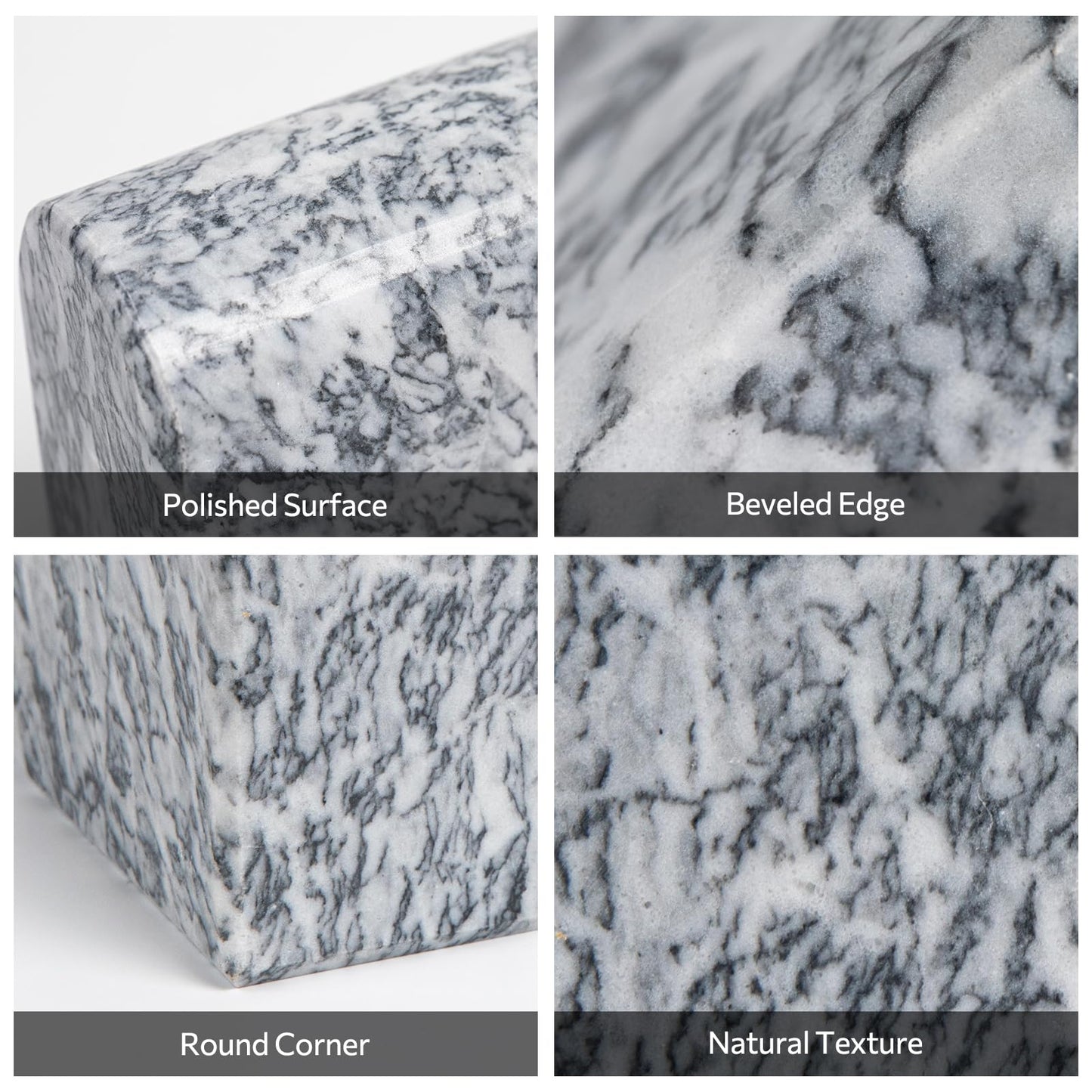 Faticdorr Natural Marble Bookends for Shelves, 13LB Heavy Duty Marble Book Ends for Heavy Books, Stone Bookends Decorative, Polished, Grey Arch, Set of 2