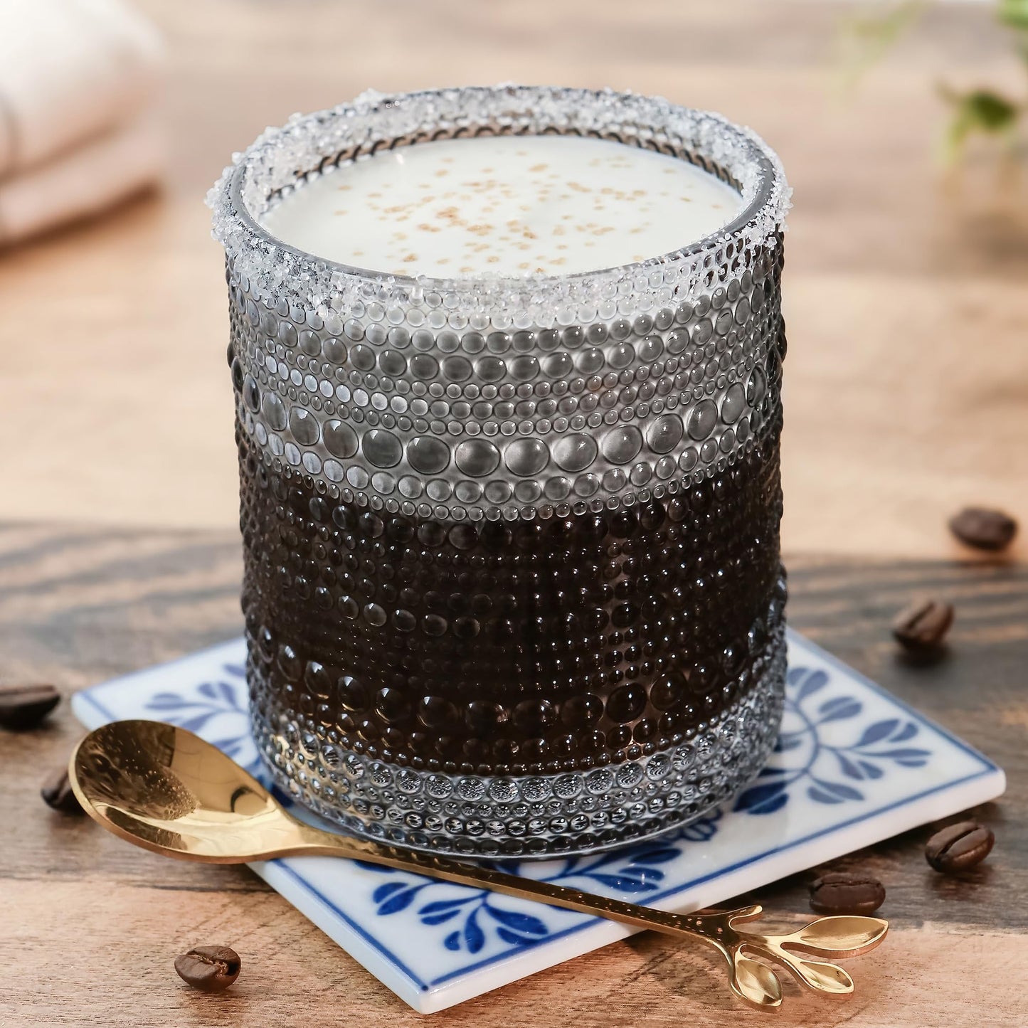 Kate Aspen Hobnail Beaded Drinking Glasses Vintage Glassware Set | Cocktail Glass Set, Juice Glass, Water Cups | Makes A Great Hostess Gift, Gift for Newlyweds (Smoke Grey)