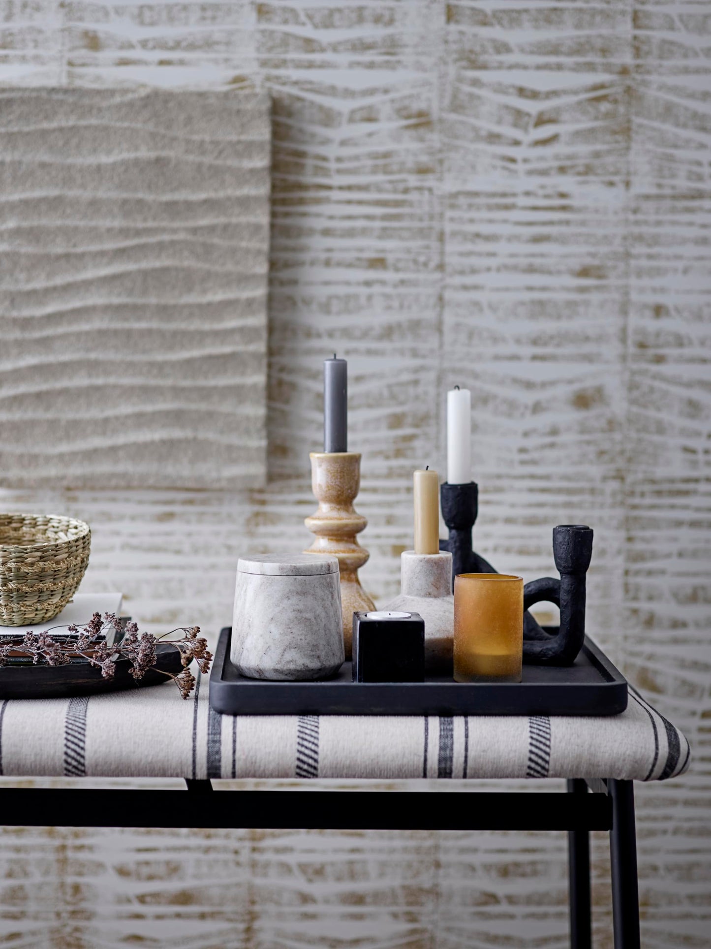 Bloomingville Modern Sculptural Double Taper Candle Holder, Black