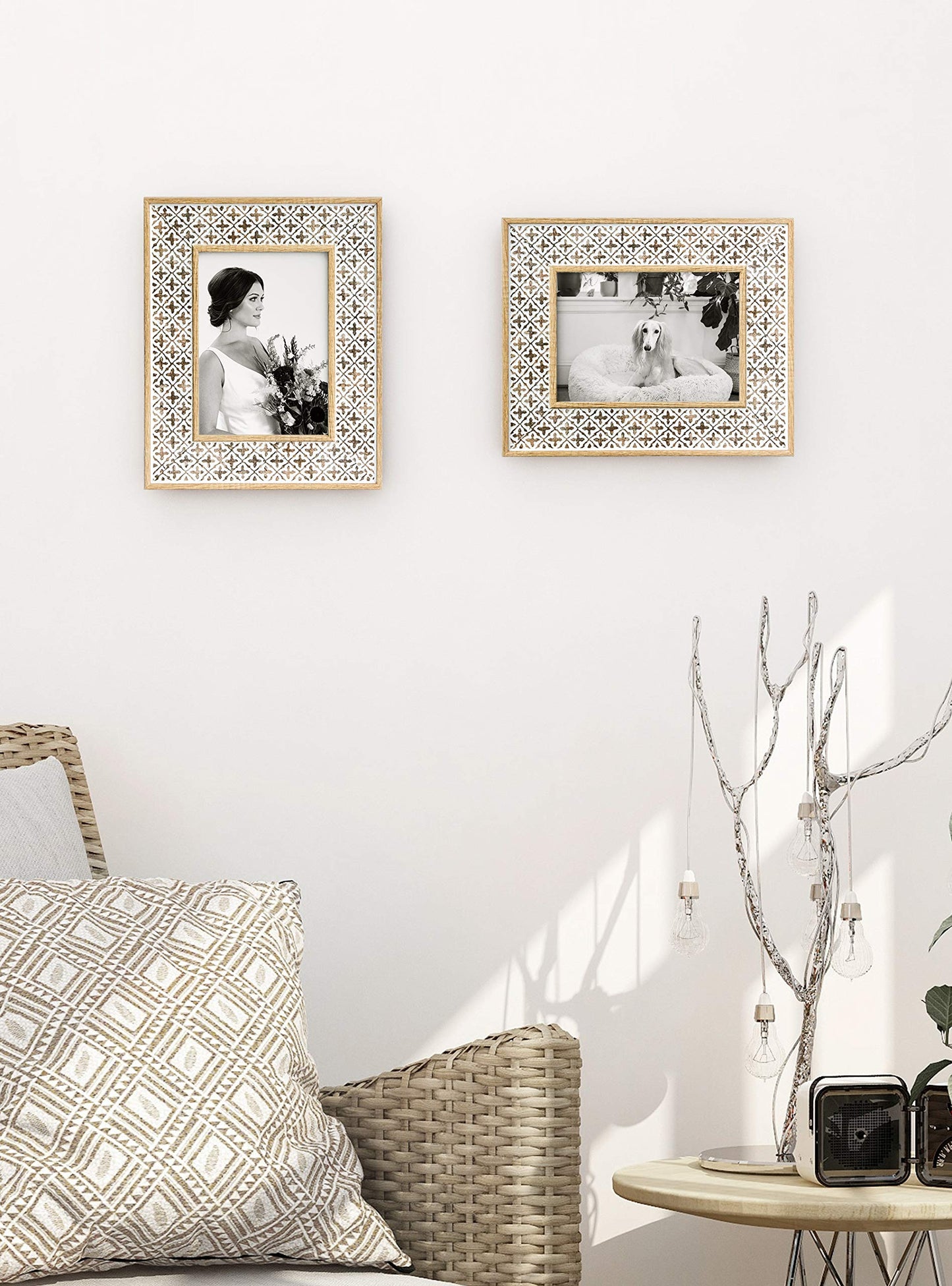 Afuly 5x7 Picture Frame Boho Picture Frames 3D Cross Pattern Distressed Moroccan Photo Frame Wall Desk Bohemia Home Office Decor Wedding Birthday Gifts for Mom Woman Grandma