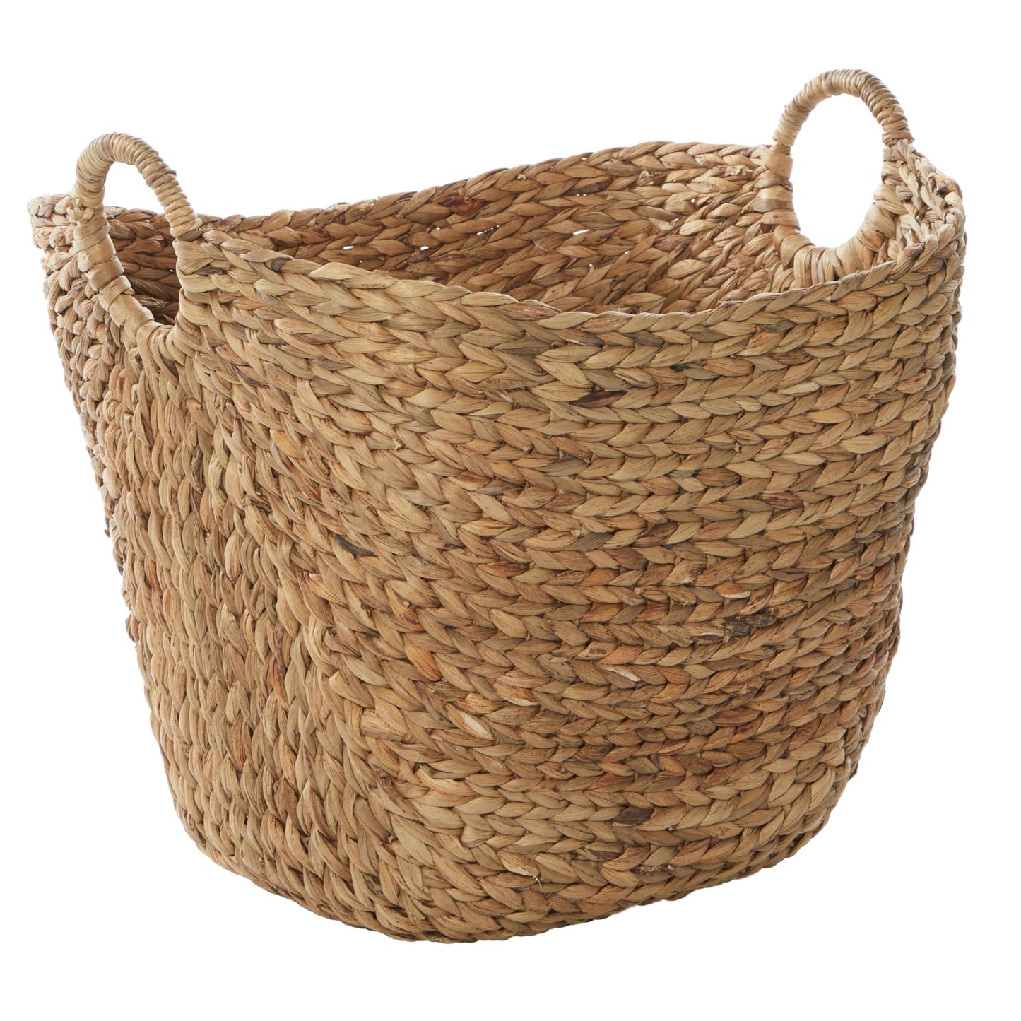 Deco 79 Seagrass Handmade Decorative and Functional Storage Basket Large Woven Basket Organizer with Ring Handles, Basket for Storage 20" x 18" x 19", Brown
