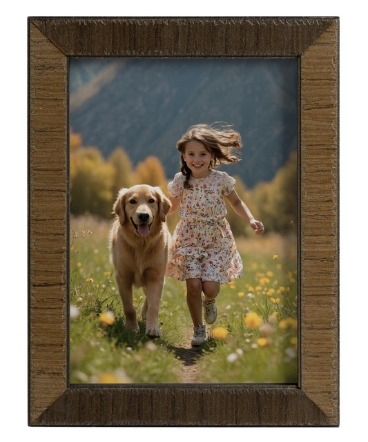 SUMGAR 5x7 Wooden Picture Frame Natural Rustic 5 x 7 Picture Frames Solid Wood Photo Frame Wall Living Room Decor Tabletop and Wall Hanging Gift for Family Grandma Mom Wood Grain Design