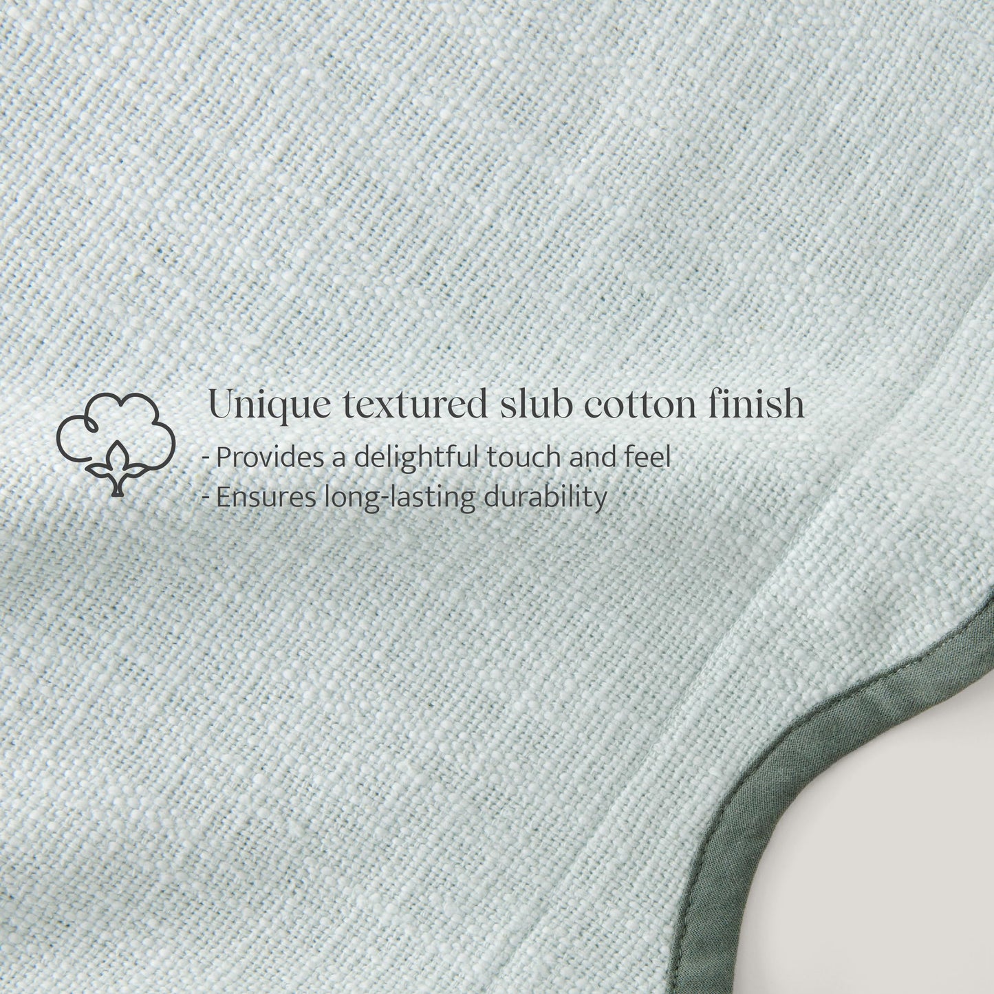 Double Stitch Scalloped Throw Pillow Covers - 100% Cotton Decorative Boho Pillow Covers 18 x 18, Made in India, Square Cushion Case, Modern Home Decor for Couch Sofa Living Room, Aqua Mint