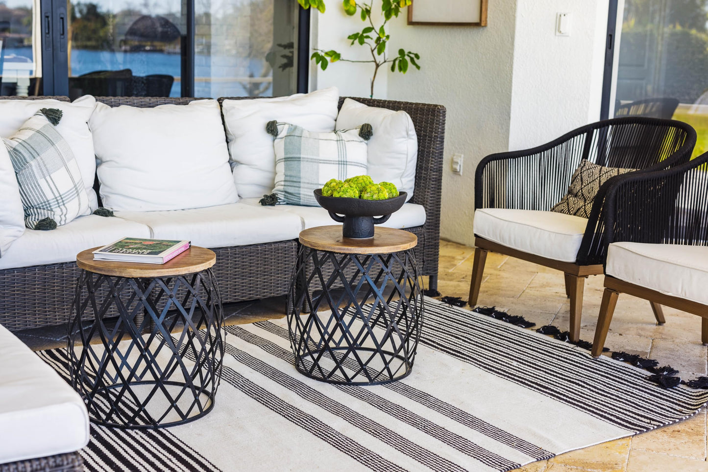 Balls and Pedestal Bowl Set Textured Black Ceramic Decorative Bowl with Succulent Balls for Counter Top, Farmhouse Table Centerpiece, Living Room, Kitchen Decor