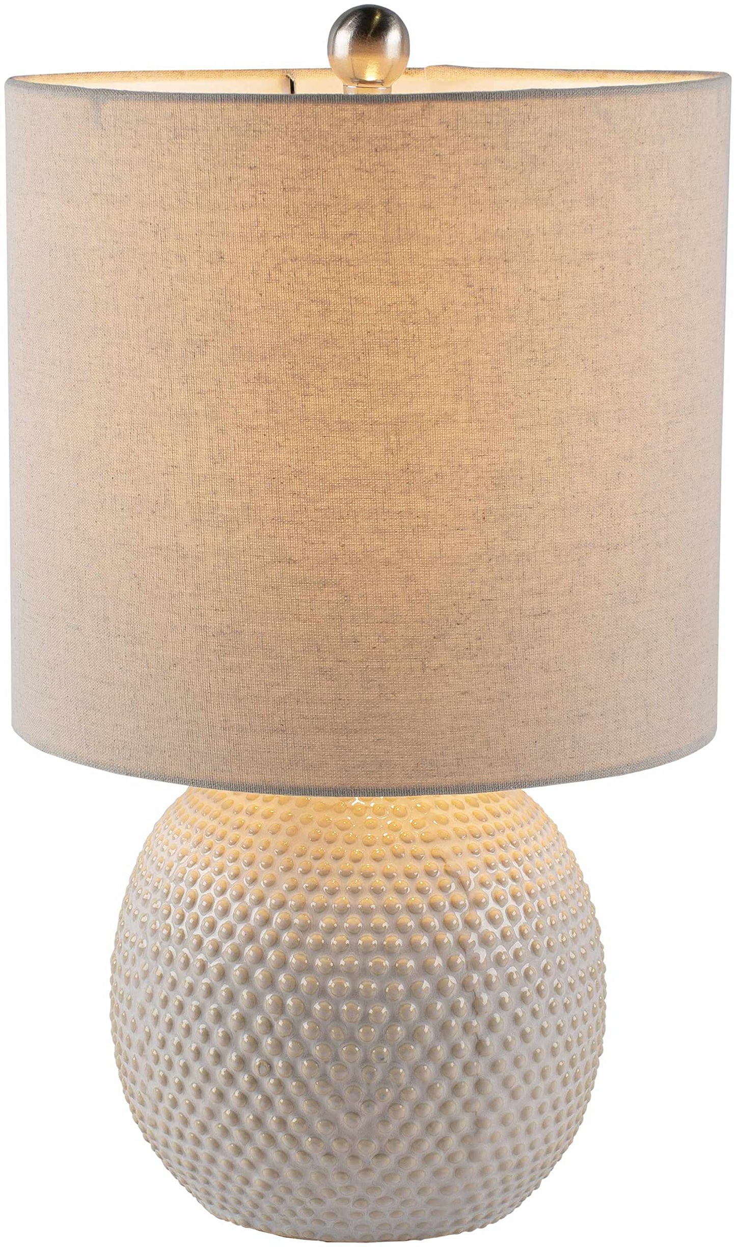 BoutiqueRugs Manaloal Boho Dotted Ceramic Bedside Table Lamp for Bedroom Nightstand - End Side Lighting for Living Room - Shade Linen - White, Cream, Beige - 20" H