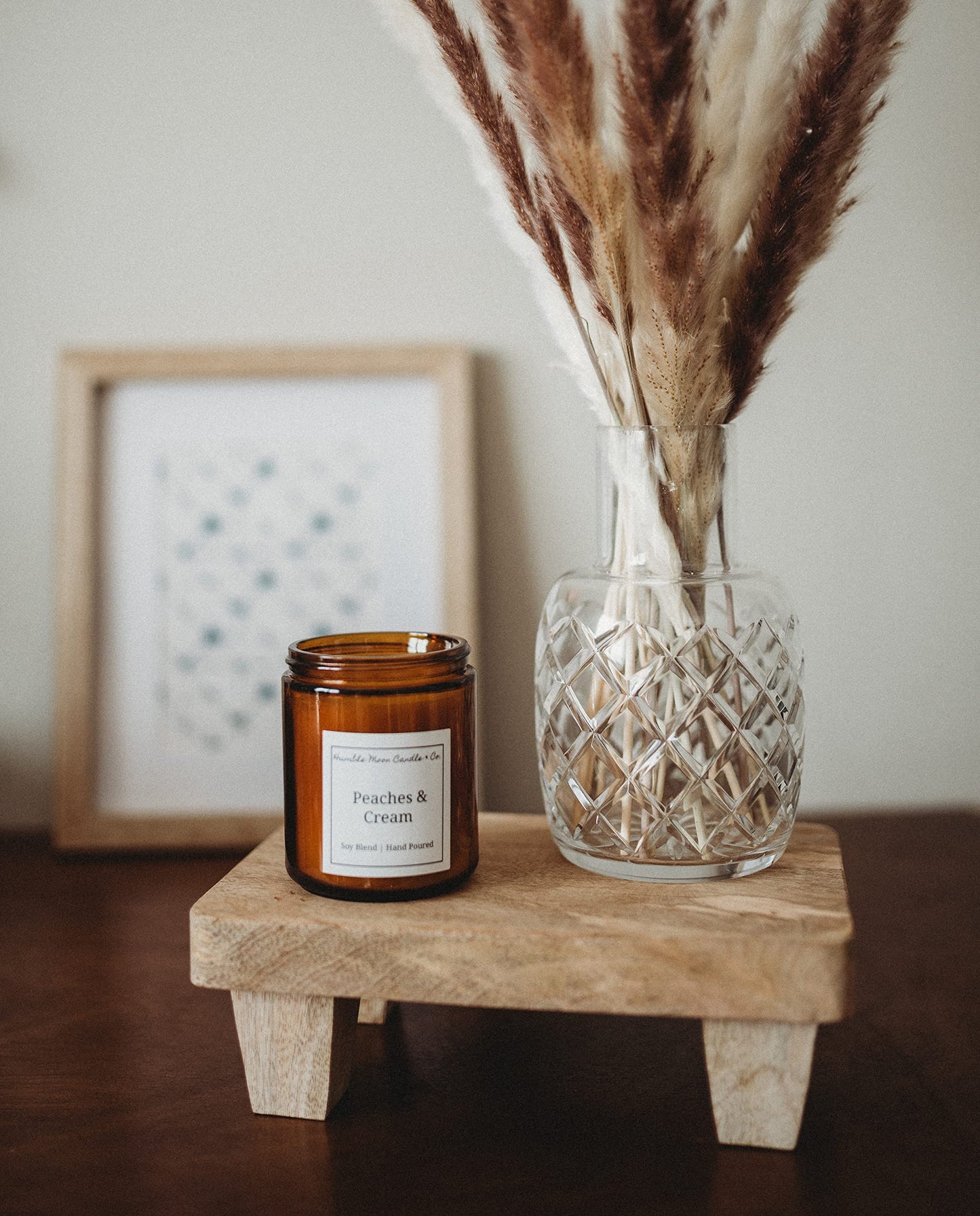 Wooden Tray Pedestal Decor | Display Riser for Plant and Other Home, Kitchen or Bathroom Accessories Hand Carved Mango Wood 2 Finishes Available (Natural Wood)