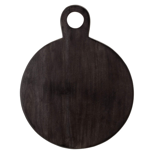 Bloomingville Round Acacia Wood Cheese and Cutting Board with Circle Handle, Black