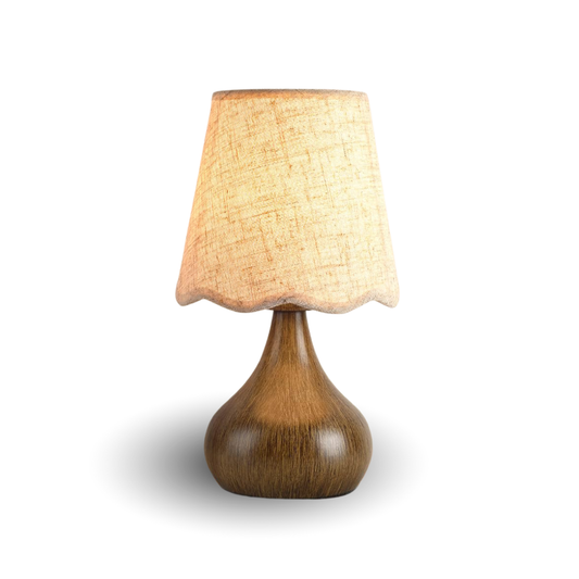 Ziqqeelam Wood Grain Small Table Lamp, Farmhouse Bedroom Lamps for Bedside Nightstand, Vintage Small Table Lamps for Small Spaces for Kitchen Counter, Home Office, Living Room, Kids Dorm, Bookshelf