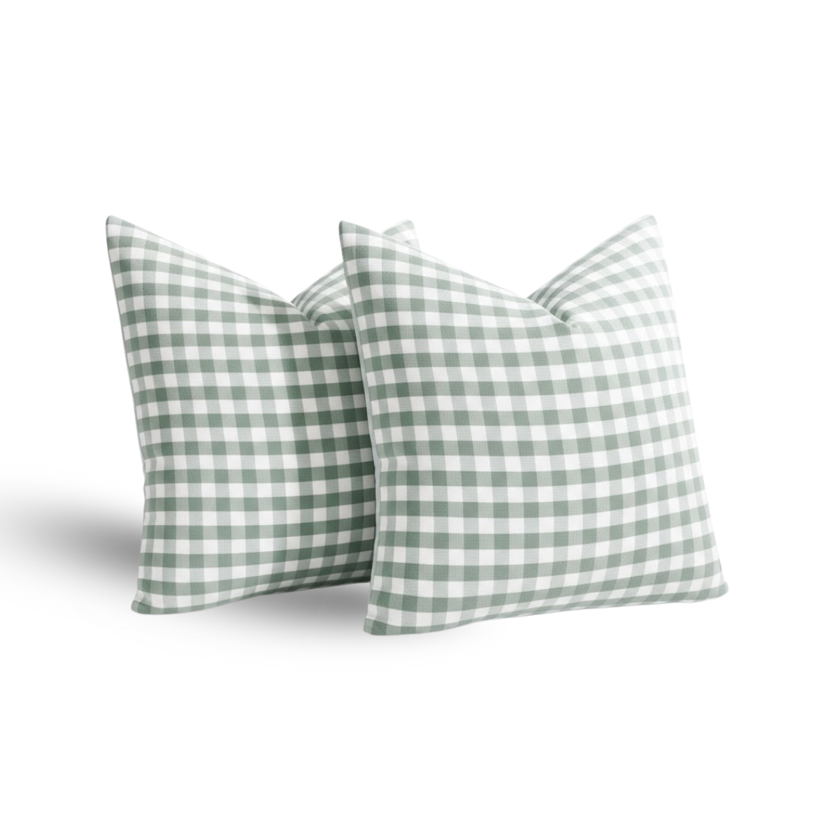CARRIE HOME Set of 2 Farmhouse Sage Green Gingham Throw Pillow Covers 18x18 Checkered Plaid Decorative Pillow Cover Classic Retro Plaid Decor for Room Patio and Porch, Grey Green and White Gingham