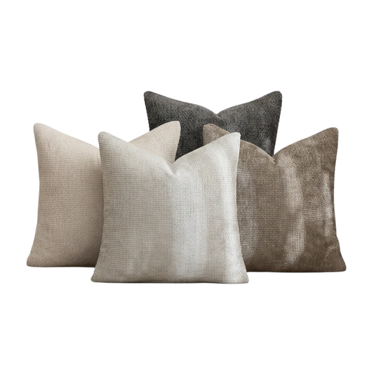 MIULEE Pack of 4 Couch Throw Pillow Covers 18x18 Inch Neutral Soft Decorative Chenille Pillow Covers Farmhouse Boho Cushion Covers for Mid Century Modern Home Decor Sofa Bedroom Living Room