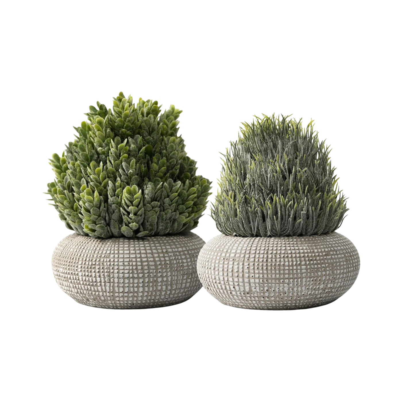 PENGYEE 2Pack Small Fake Plants 6.1/5.7 Inch, Artificial Plants Indoor in Cement Planter, Faux Plants Indoor for Room Bathroom Bedroom Kitchen Office Home Decor