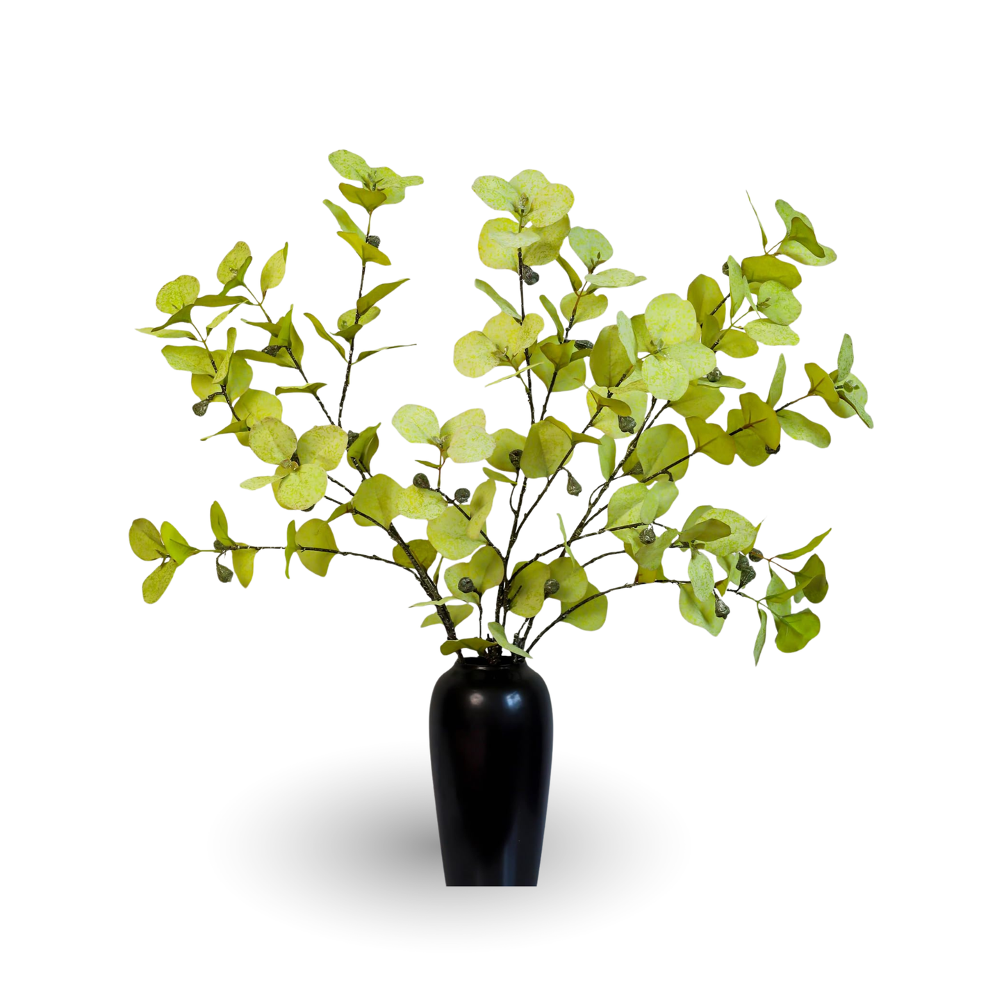 KBREE 41.3" Eucalyptus Stems, 3 Pcs Faux Eucalyptus with Seed Pods, Extra Long Stems Greenery Decor for Tall Vase, Home, Wedding & Office (Frosted Yellow Green)