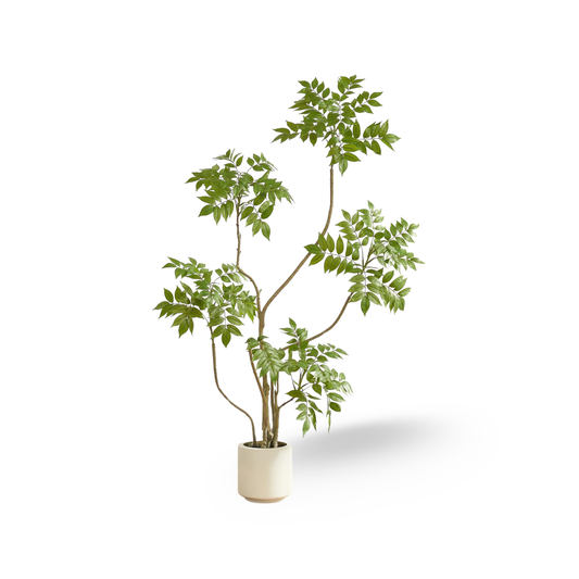 4FT Artificial Sumac Tree in White Pot, Real Touch Silk Faux Plant Indoor Outdoor - Lifelike Fake Tree for Home, Office, Living Room, Lobby, Patio Decor