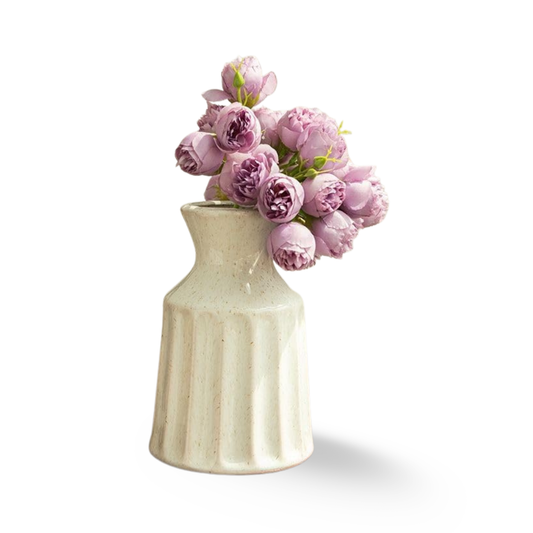 Prettidecor Ceramic Boho Vase, Farmhouse Home Decor Embossed Vases for Centerpieces, Kitchen, Office, Shelf, Table, Vase for Pampas Grass, Eucalyptus