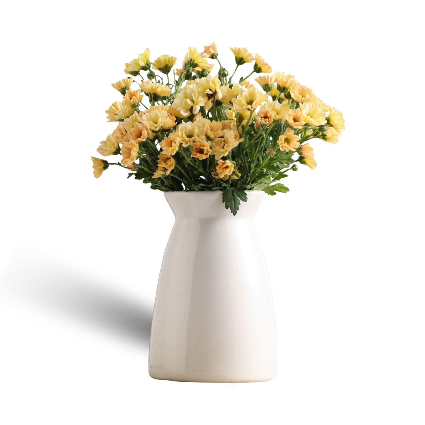 hjn White Flower Vase- Ceramic Vase for Decor, White vase for Flowers, Modern Vases for Living Room/Home Decor Accents/Entryway/Mantel/Bookshel