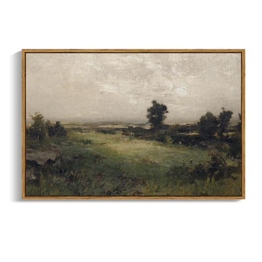 InSimSea Framed Canvas Wall Art Vintage Decor, Framed Vintage Landscape Canvas Wall Art, Wild Field Oil Painting Prints, Cottagecore Bedroom Bathroom Office Decor, 24"x36"