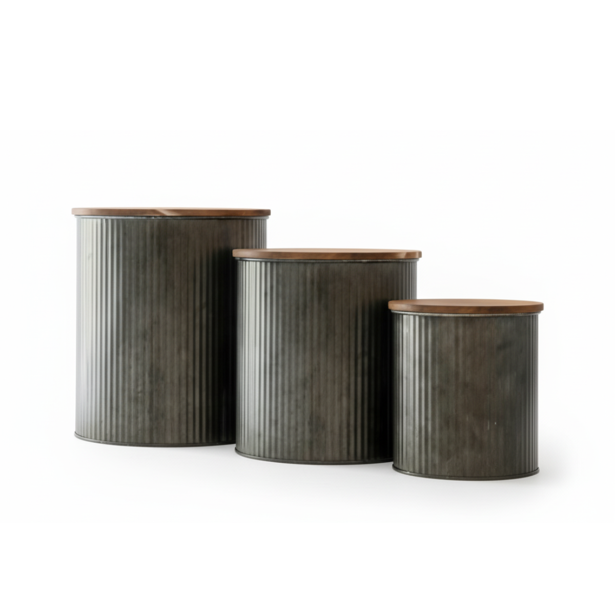 Farmhouse Kitchen Canisters for Countertop - Approx. 5, 4 & 2 Quart/Tin Canisters Sets for the Kitchen/Rustic Home Decor/Modern Farmhouse Decor (Acacia)