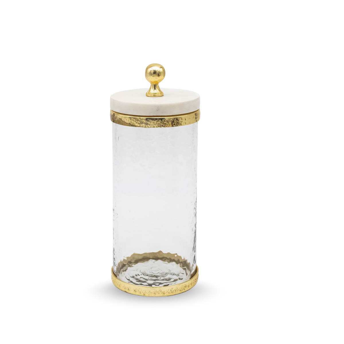 Godinger Canister Storage Container, Glass Storage Canister, Marble with Gold Band - 4x8