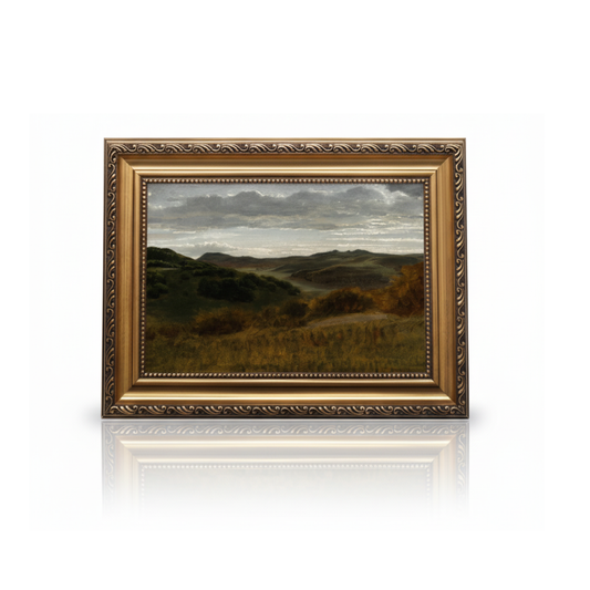 KBKBART Gold Framed Vintage Landscape Wall Art Home Decor, Retro Mountain Vintage Painting Prints, Moody Countryside Farmhouse Landscape Wall Decor, Canvas Wall Art for Living Room Decor Bedroom Home Bathroom Wall Decor-9"x12"