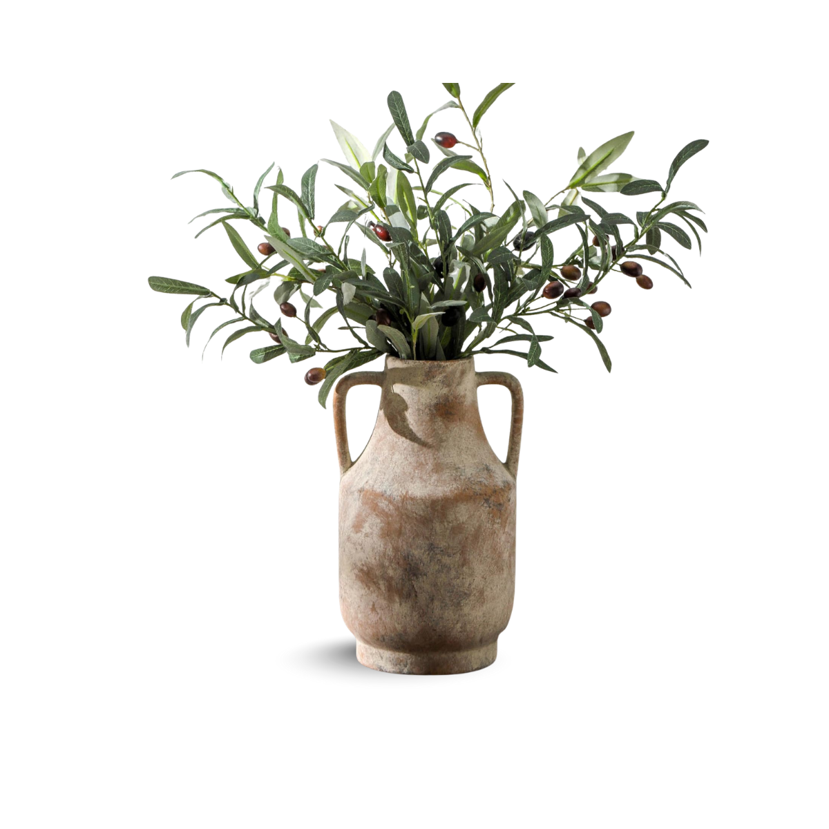 Mitt&Ditt Ceramic Flower Vase with Handles, 11 inch Tall Vase for Centerpieces, Large Decorative Terracotta Vases, Farmhouse Rustic Vases for Home Decor, Living Room, Table, Neutral