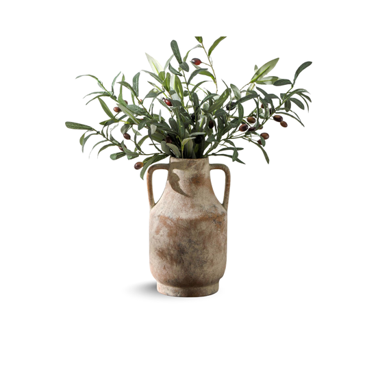 Mitt&Ditt Ceramic Flower Vase with Handles, 11 inch Tall Vase for Centerpieces, Large Decorative Terracotta Vases, Farmhouse Rustic Vases for Home Decor, Living Room, Table, Neutral