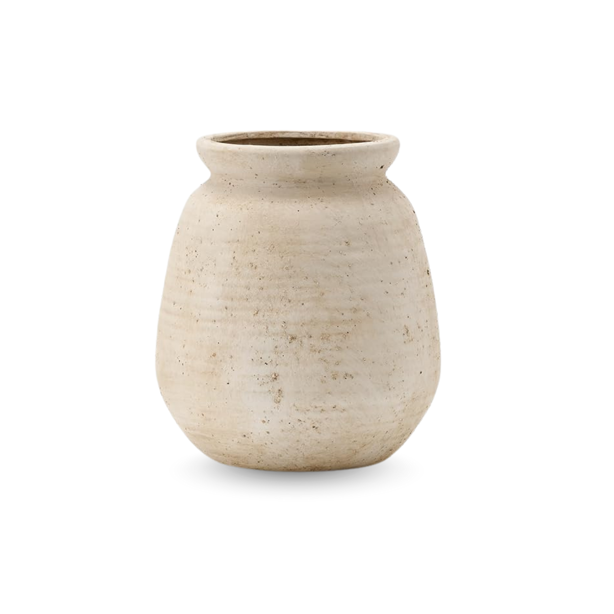 SIDUCAL Ceramic Rustic Farmhouse Vase | 7.3 Inch Pottery Decorative Flower for Home Decor | Sand Glaze Finish Boho Vase for Table, Living Room, Bathroom Decoration, Shelf Decor, Mantel, White