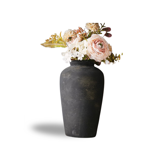11 Inch Tall Large Ceramic Rustic Flower Vase for Home Office Decor, Boho Farmhouse Living Room Coffee Table Kitchen Bedroom Bathroom Wall Decor Aesthetic, Vintage House Shelf Decor -Bronze