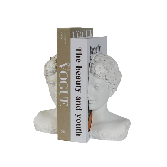Modern Decorative Stone Bookends, Heavy Duty Book Ends Unique for Heavy Books, Cool Vintage Book Ends for Shelves & Office Desk, Thinker Sculpture Bookends