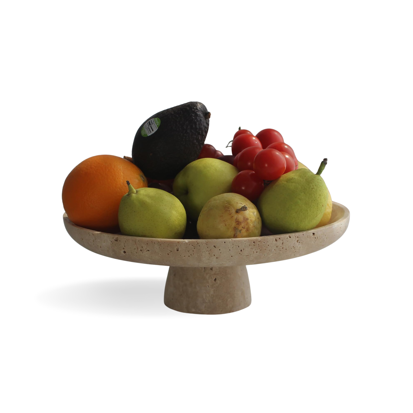 Natural Travertine Fruit Bowl for Kitchen Counter 10.2", Large Decorative Bowl Pedestal for Home Decor, Fruits Holder For Dining Table - Kitchen Organization