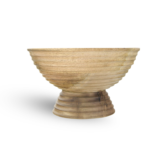 Creative Co-Op Boho Wood Pedestal Serving Bowl, Natural Finish