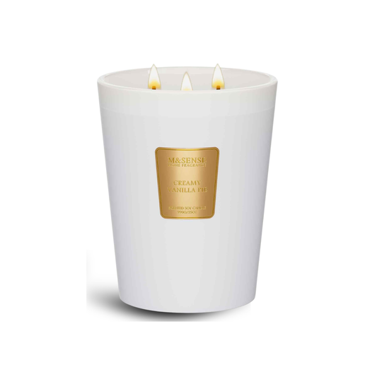M&SENSE Extra Large Candle Creamy Vanilla Scented, 3-Wick 35oz 150H Long Lasting, Natural Soy Wax Aromatherapy Candle for Stress Relief, Home Fragrance Housewarming Gifts Candle for Home Decor