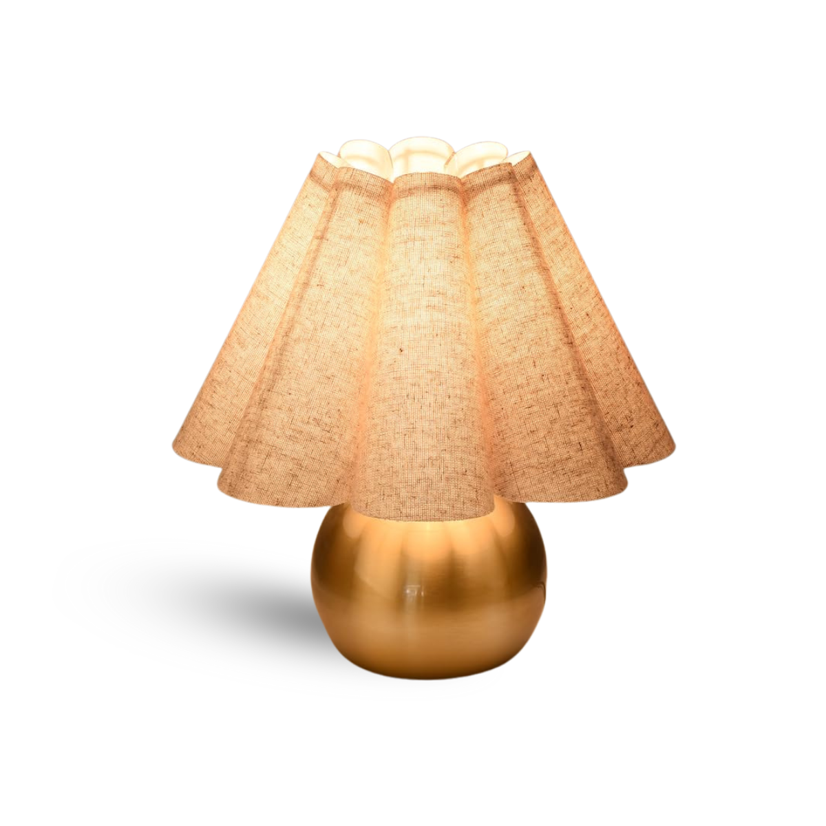 Gold Small Bedside Table Lamp for Bedroom, Brass Gold Bedroom Lamps for Nightstand, Cute Mini Table Lamps for Small Spaces with Scalloped Shade for Kitchen Counter, Bookshelf, Living Room, Kids Dorm