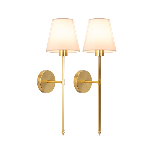 NIORSUN Battery Operated Wall Sconce Set of 2,Gold Rechargeable Wall Lights with 5200mAh Dimmable Bulbs and Remote,10 Colors Wireless Wall Lamps for Bedroom Living Room Hallway Decor