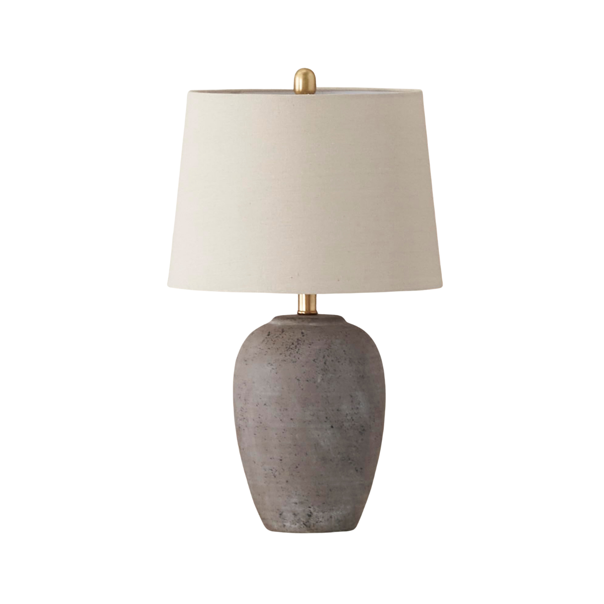 Nourison Home 23" Greyish Brown Earth Tone Rustic Farmhouse Ceramic Table Lamp for Bedroom, Living Room, Dining, Office, with Beige Linen Shade
